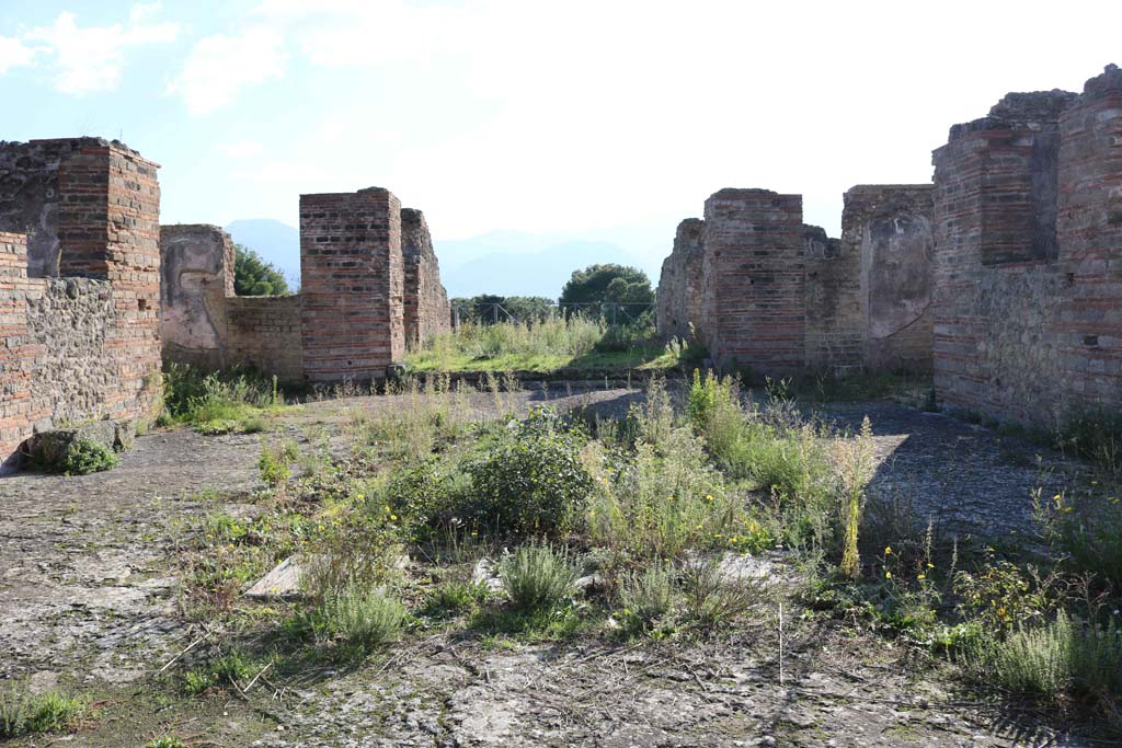 VIII.2.30, Pompeii. December 2018. 
Looking south across atrium, with remains of impluvium, towards tablinum. Photo courtesy of Aude Durand.
