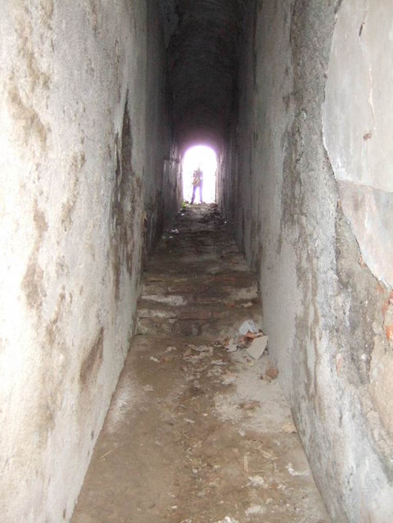 VIII.2.34 Pompeii. May 2006. Looking north up corridor ‘u’ on west side of house, leading up to street level. 