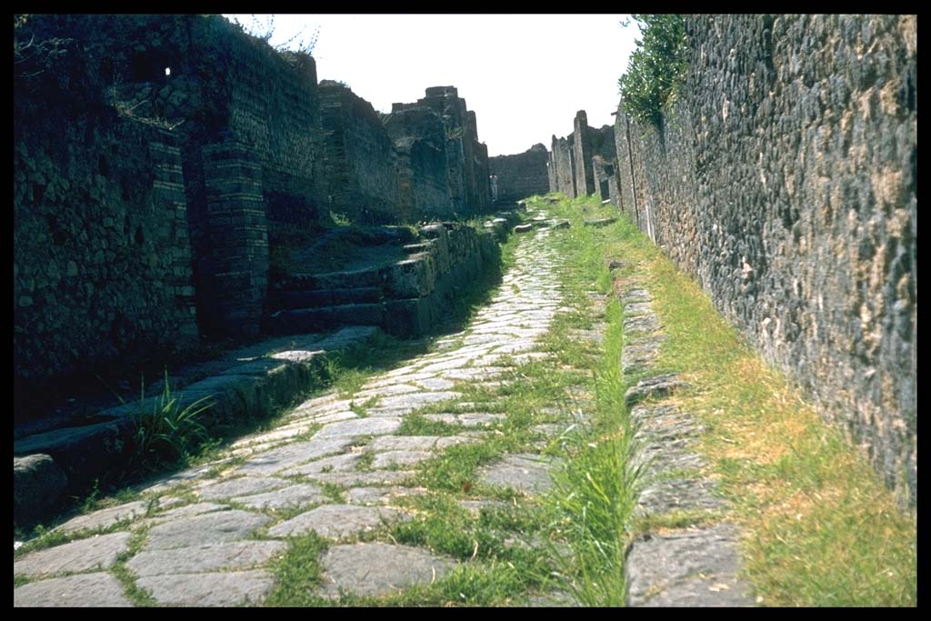 VIII.2.38 Pompeii.  Vicolo della Regina, looking west.    
Photographed 1970-79 by Günther Einhorn, picture courtesy of his son Ralf Einhorn.
