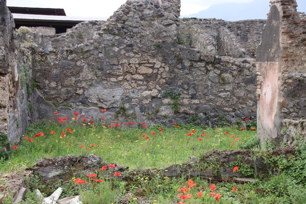 VIII.3.21 Pompeii. May 2024. 
Looking across south side of garden area (8) to room 2, photo taken over wall from VIII.3.24. Photo courtesy of Klaus Heese.
