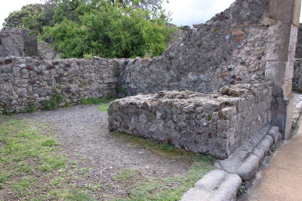 VIII.3.29 Pompeii. May 2024. Looking south-east across counter in shop-room. Photo courtesy of Klaus Heese.