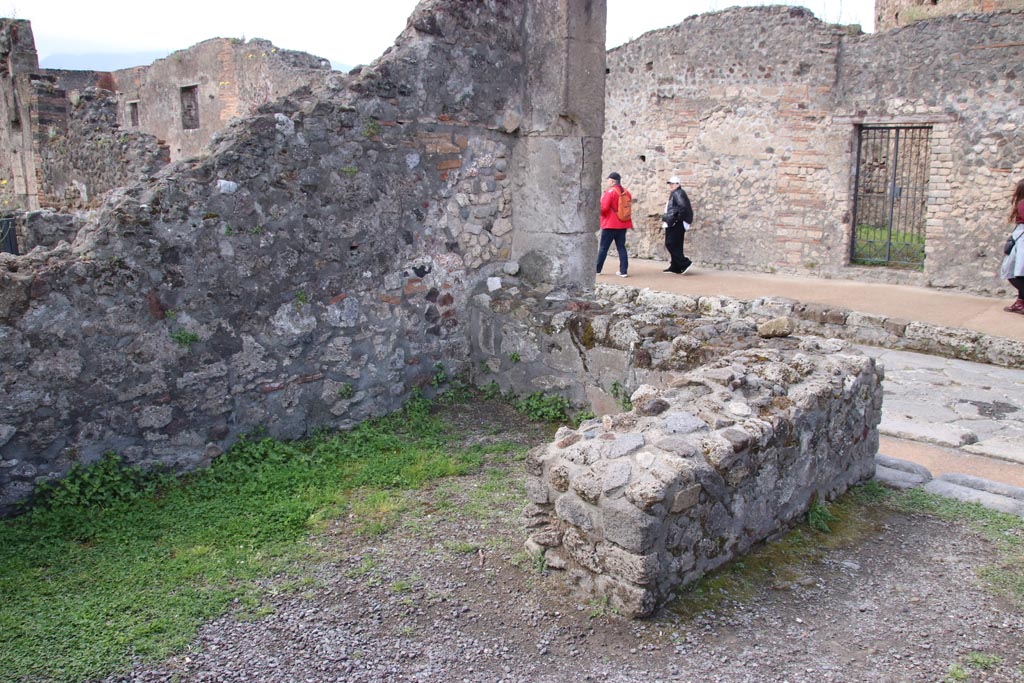 VIII.3.29 Pompeii. May 2024. Looking south-west across counter in shop-room. Photo courtesy of Klaus Heese.

