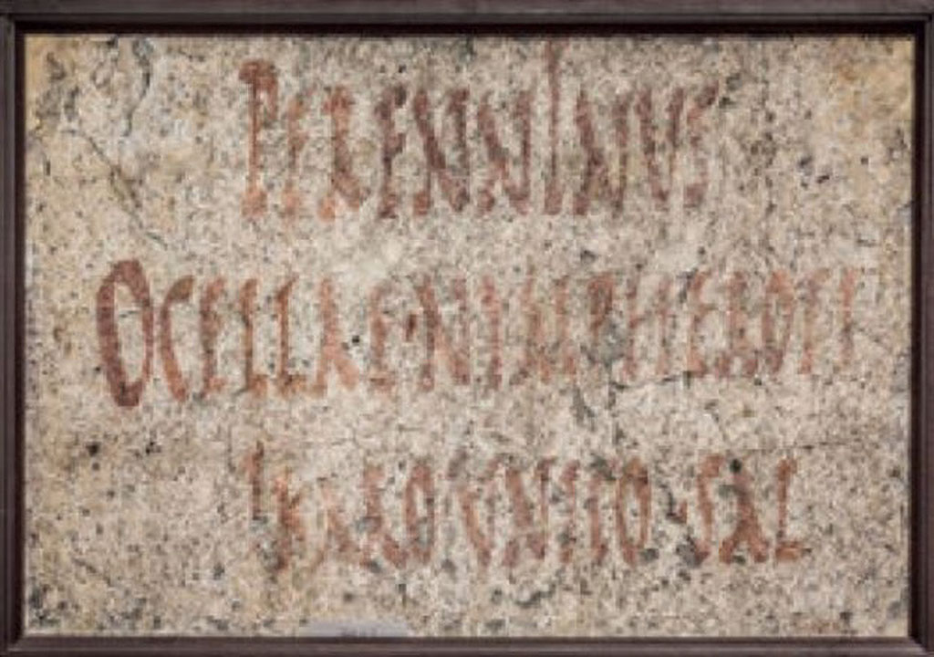VIII.7.16 Pompeii. The above inscription was found, (dated 6th August 1768) whose letters were on. 7 high and written in black.
This was found under the first inscription above, transcribed in PAH Report of 23rd July.

