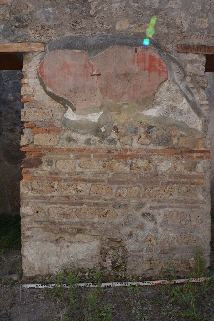 IX.5.6 Pompeii. May 2017. 
Room n, west side, dividing wall between doorways to room t, on left, and room r, on right. 
Foto Christian Beck, ERC Grant 681269 DCOR.
