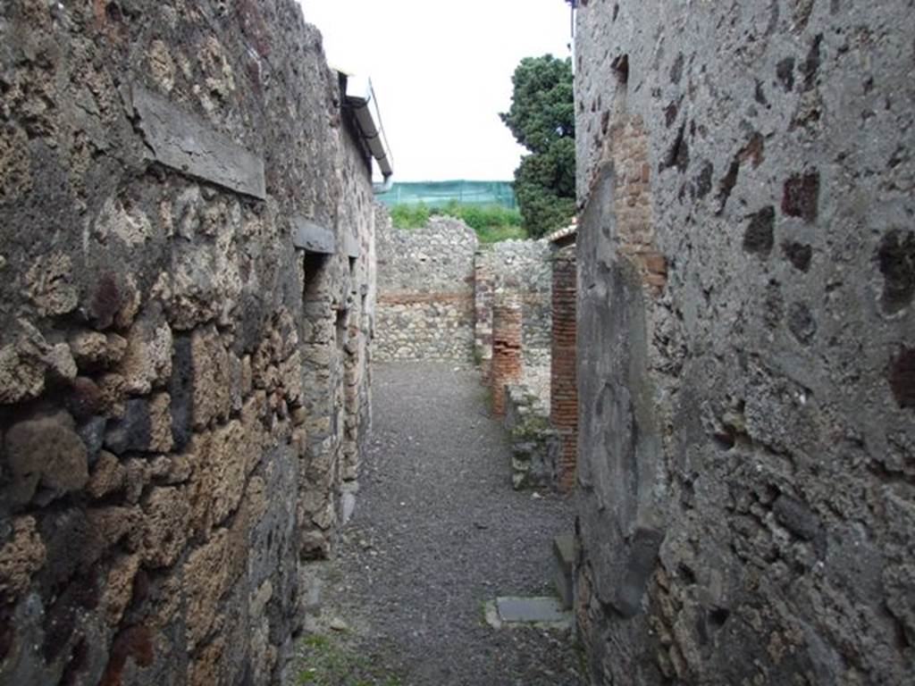 IX.9.c Pompeii.  March 2009.  Looking east along entrance fauces towards garden.