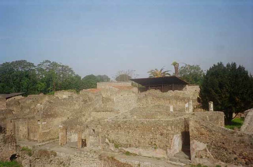 Via di Nola, north side, May 2010. Looking along insula V.5, from modern road bridge.  Photo courtesy of Rick Bauer.