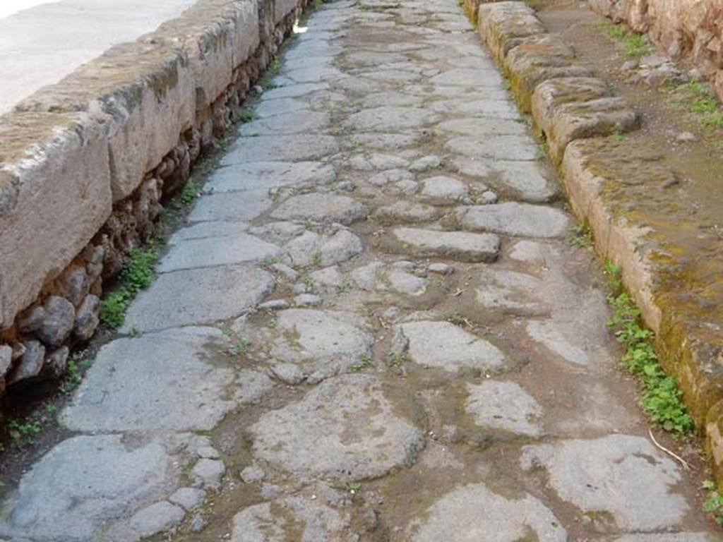 Vicolo del Gallo, Pompeii, May 2018. Looking east along roadway. Photo courtesy of Buzz Ferebee. 