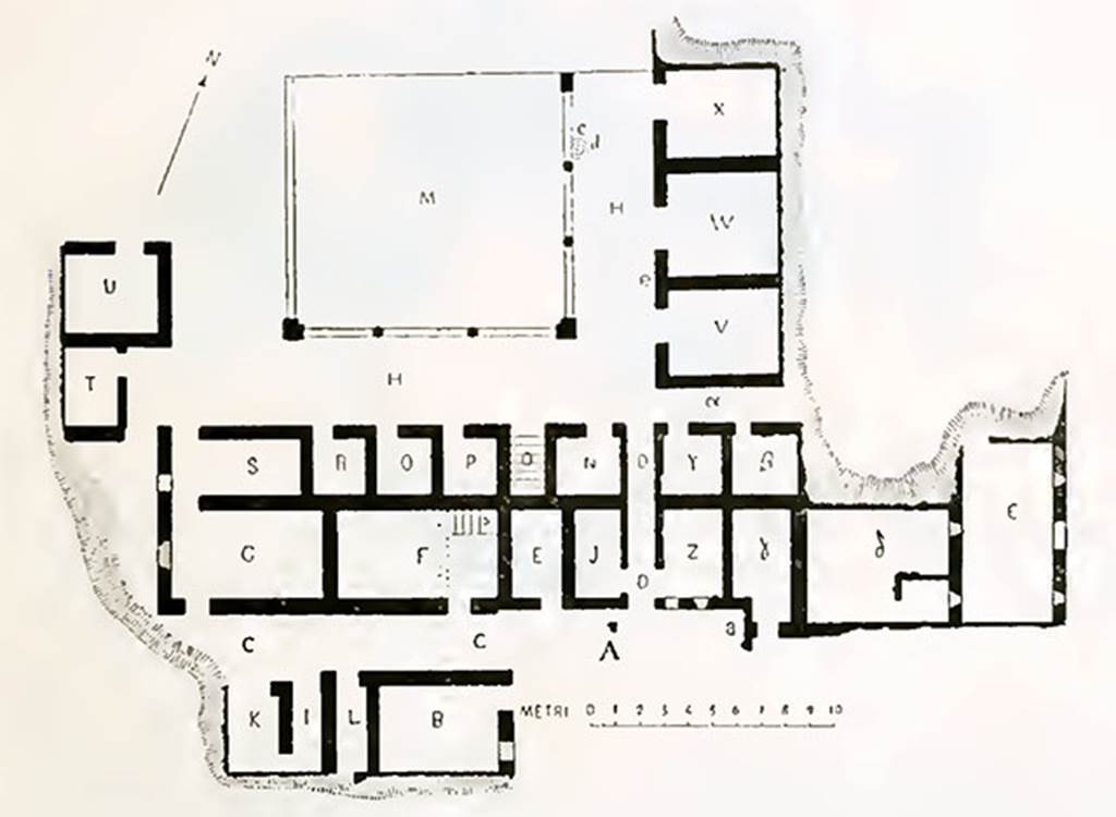 Villa of T. Siminius Stephanus, fondo Masucci-D'Aquino. Plan of villa showing rooms excavated in 1897.  See Notizie degli Scavi di Antichit, 1898, p.495, fig. 1. 