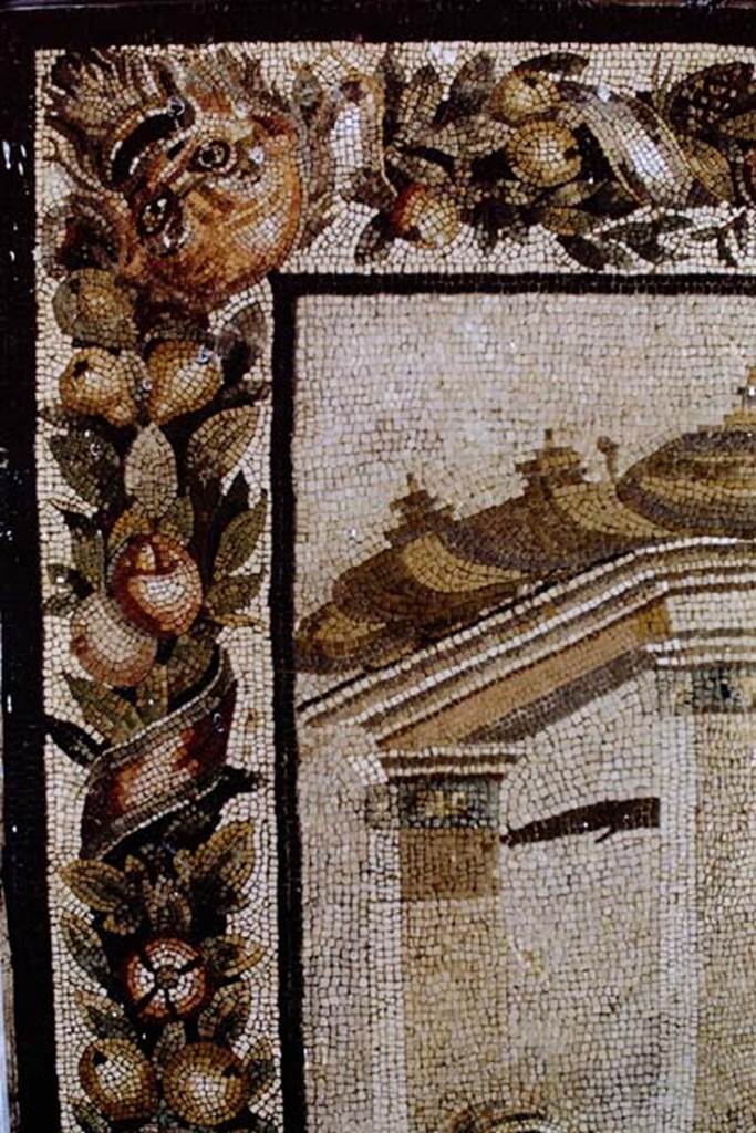 Villa of T. Siminius Stephanus, fondo Masucci-D'Aquino. 1968.  
Mosaic of the Academy of Plato. Mosaico dellaccademia di Platone.
Detail from top-left of mosaic. Photo by Stanley A. Jashemski.
Source: The Wilhelmina and Stanley A. Jashemski archive in the University of Maryland Library, Special Collections (See collection page) and made available under the Creative Commons Attribution-Non-Commercial License v.4. See Licence and use details.
J68f1050  
