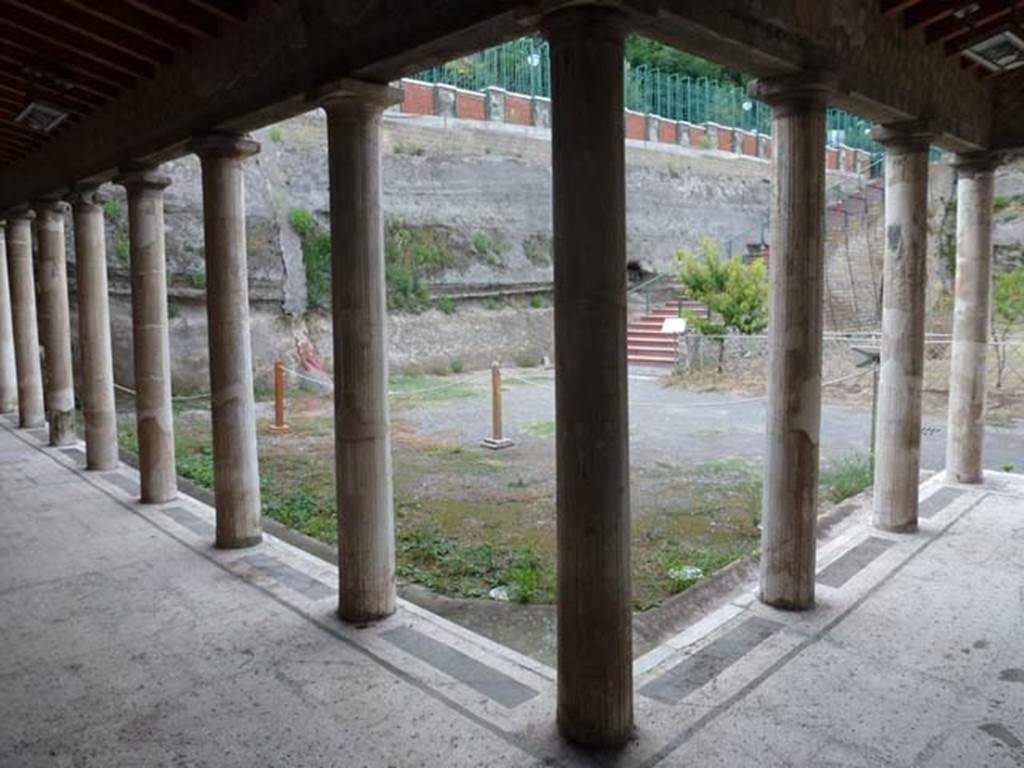 Oplontis, September 2011. Room 33, looking north-west across north garden towards entrance steps. Photo courtesy of Michael Binns.