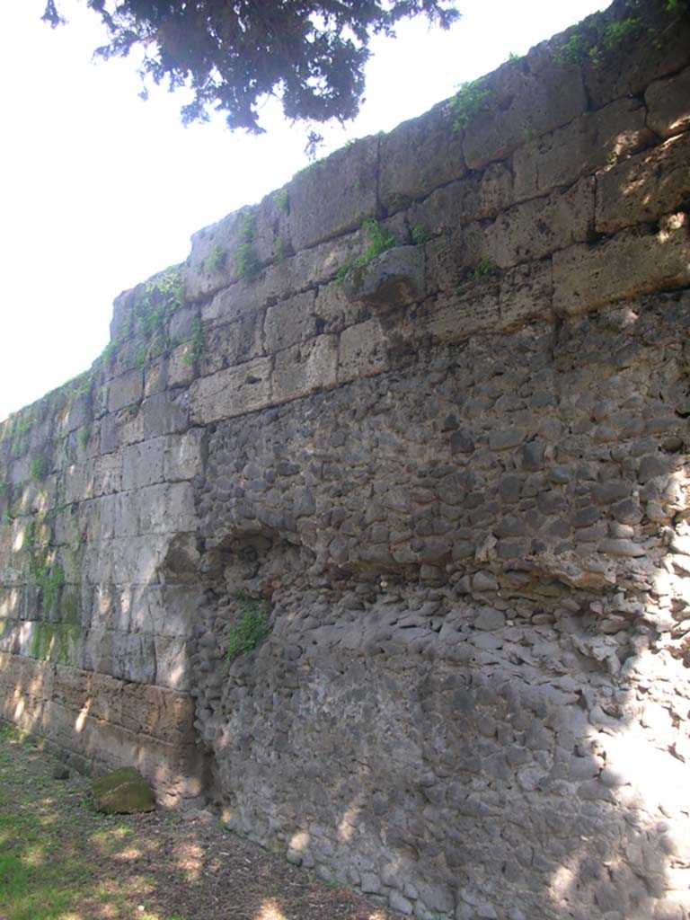 Walls on north side of Pompeii. May 2010. Looking east along wall. Photo courtesy of Ivo van der Graaff.