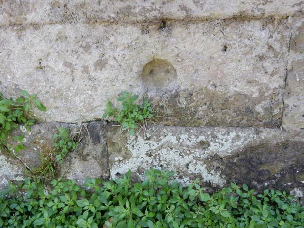 City Wall with indentation made by Sulla’s war machines, east of Tower X. May 2015. Photo courtesy of Buzz Ferebee.