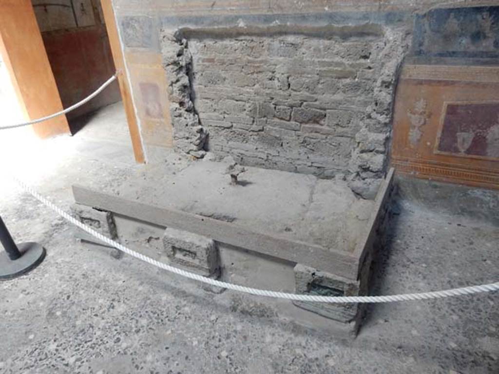 VI.15.1 Pompeii. May 2017. Position of strong box on north side of atrium. Photo courtesy of Buzz Ferebee.
