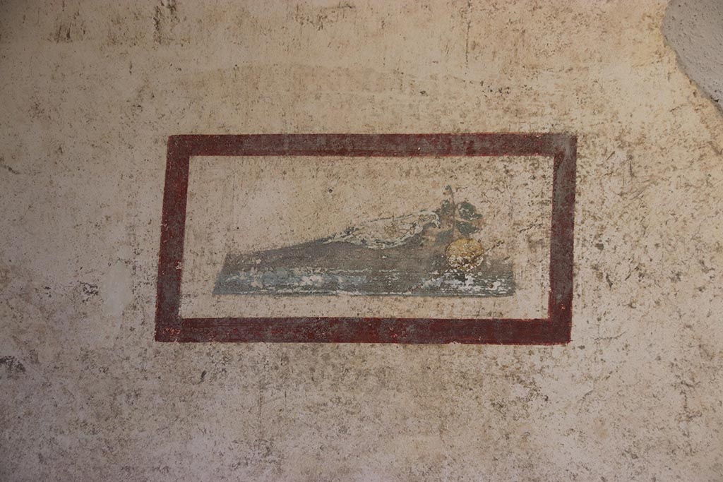 VI.15.1 Pompeii. October 2024. Cubiculum k, painted panel from north end of east wall. Photo courtesy of Klaus Heese.