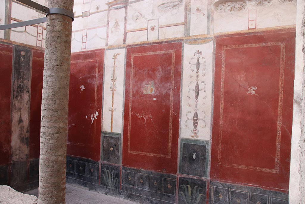 VI.15.1 Pompeii. October 2024. Small courtyard “s”, looking towards north wall. Photo courtesy of Klaus Heese.