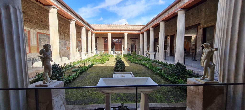 VI.15.1 Pompeii. April 2023. Looking north across peristyle garden. Photo courtesy of Giuseppe Ciaramella.